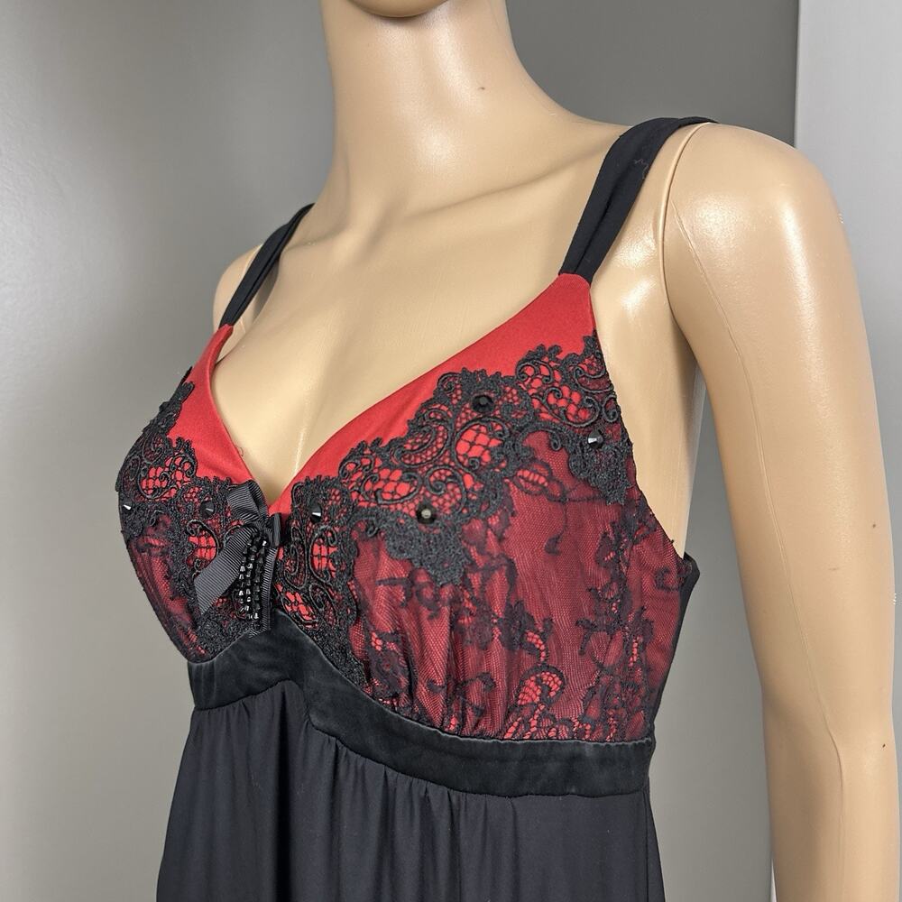 Soma Eloquence Set Maxi Nightgown Chemise Kimono Robe Black Red Lace Medium - Picture 7 of 13